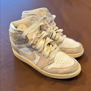 Nike Kid's Beige and Pink High-Top Sneakers